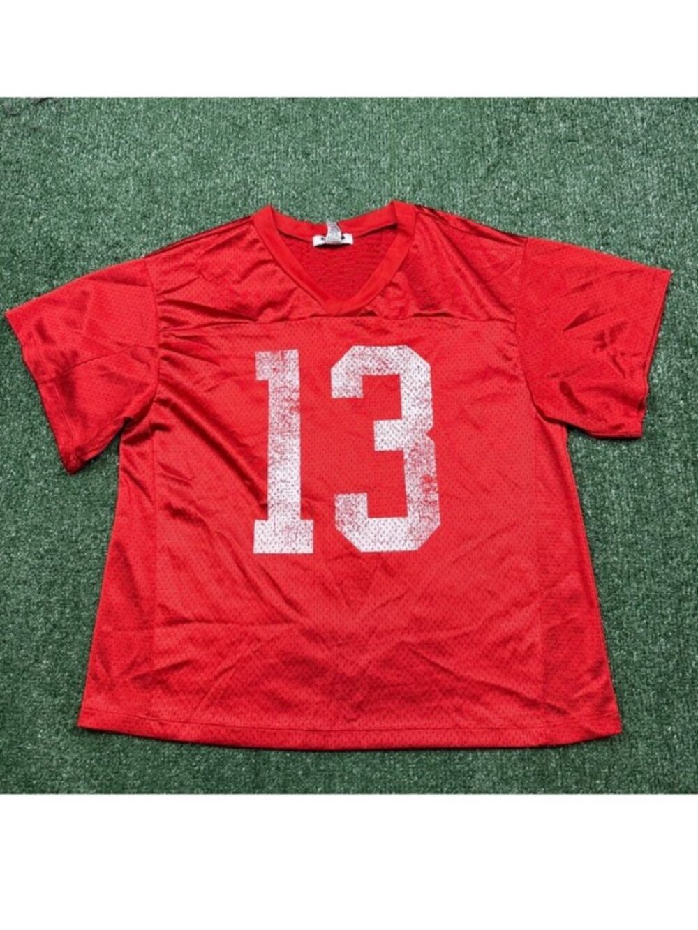 RSQ Football Jersey Womens Size S Red Short Sleeve Cropped